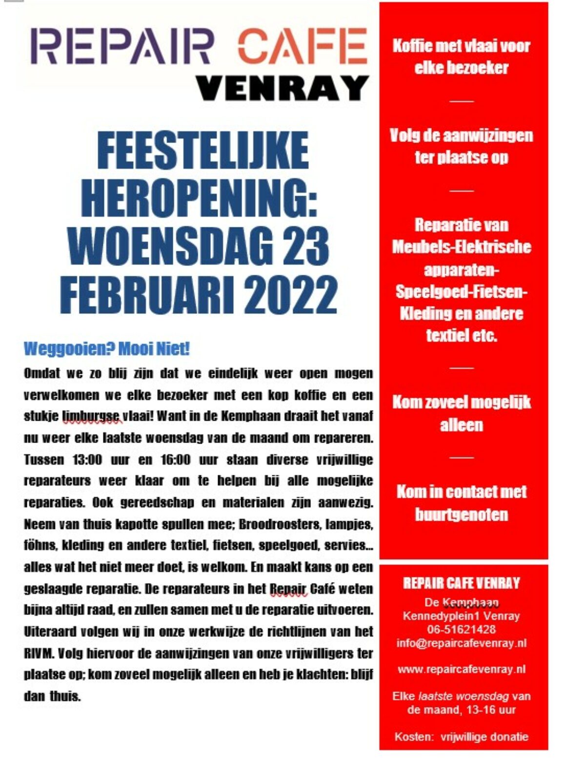 Foto Poster RCV 23 februari 2022.jpg Feestelijke Heropening 23 februari 2022